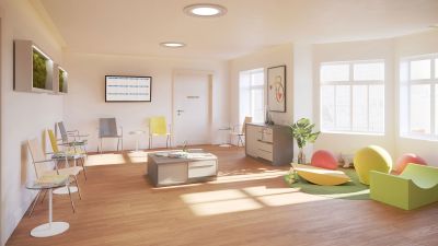 Arztpraxis Warteraum Wartebereich Sitzmoebel Ausstattung Neudoerfler