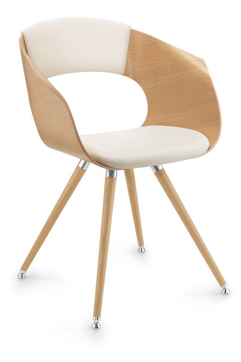 ZÜCO Bonito Besprechungsstuhl Holzschale Sitzpolster weiß
