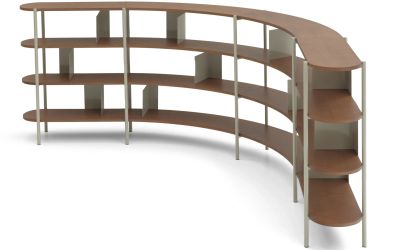 Flow regal dunkles holz rundung design deberenn neudoerfler