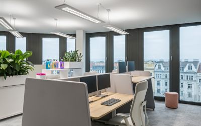 Neudoerfler loreal workstation sliding door wardrobe plants privacy