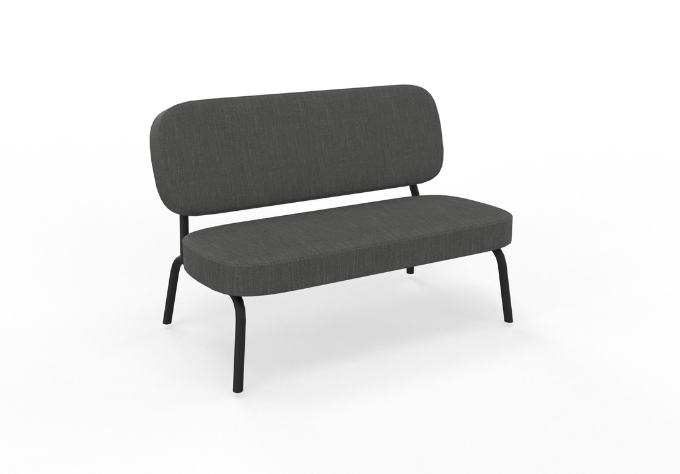 Loungesofa für zwei Personen in anthrazit mit schwarzem Gestell