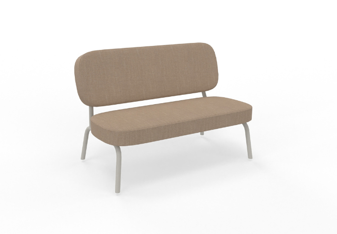 Loungesofa für zwei Personen in beige mit weißem Gestell