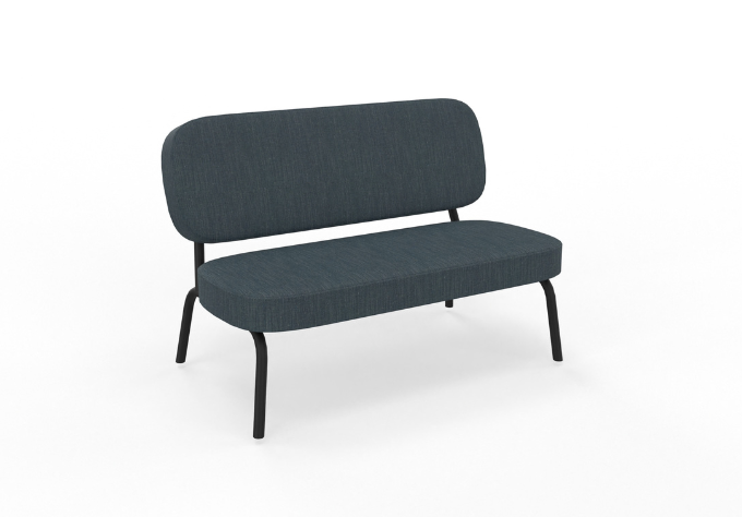 Loungesofa für zwei Personen in dunkelblau mit schwarzem Gestell