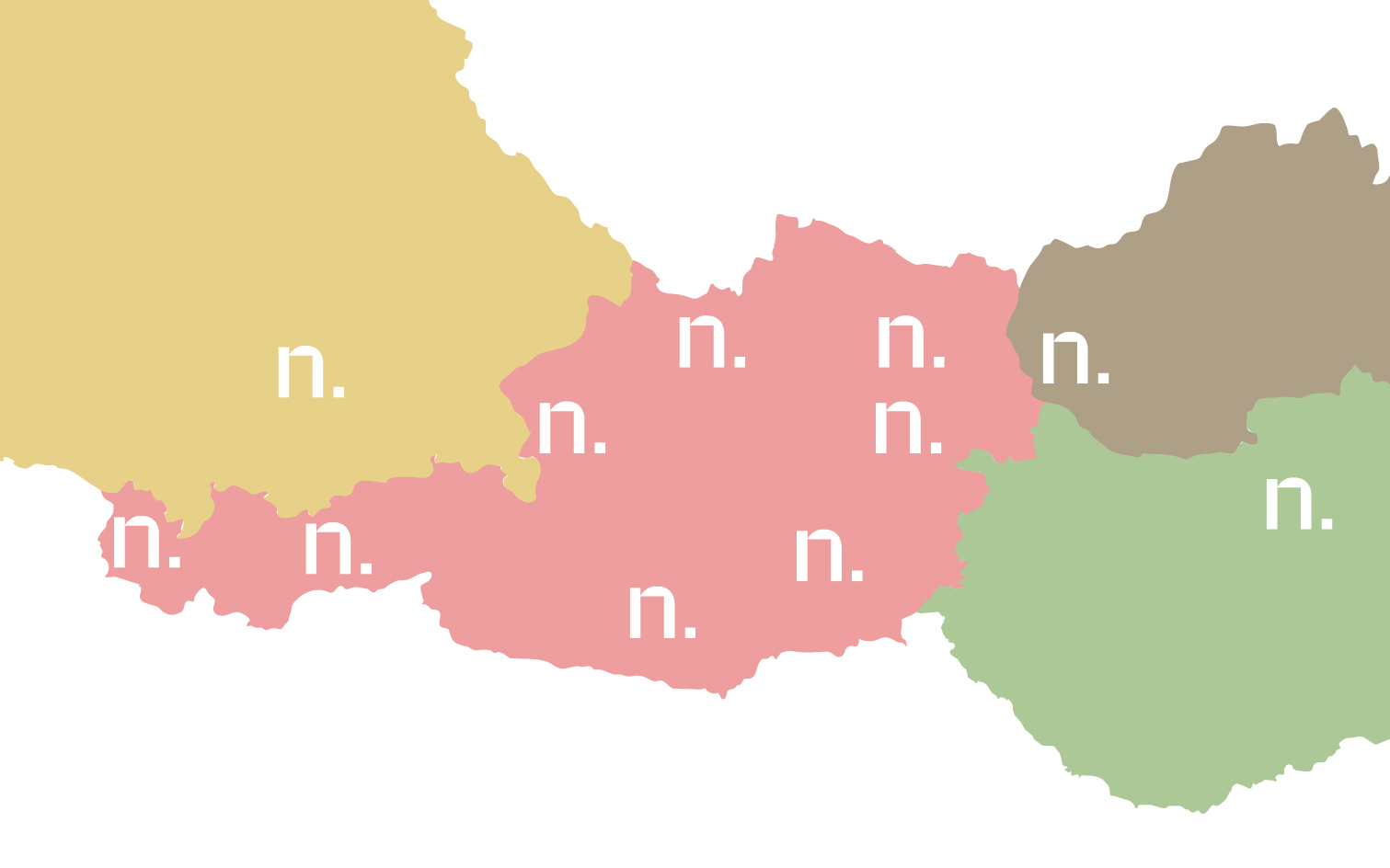 Landkarte von Österreich, Deutschland, Slowakei und Ungarn, auf der die Standorte der Schauräume eingezeichnet sind